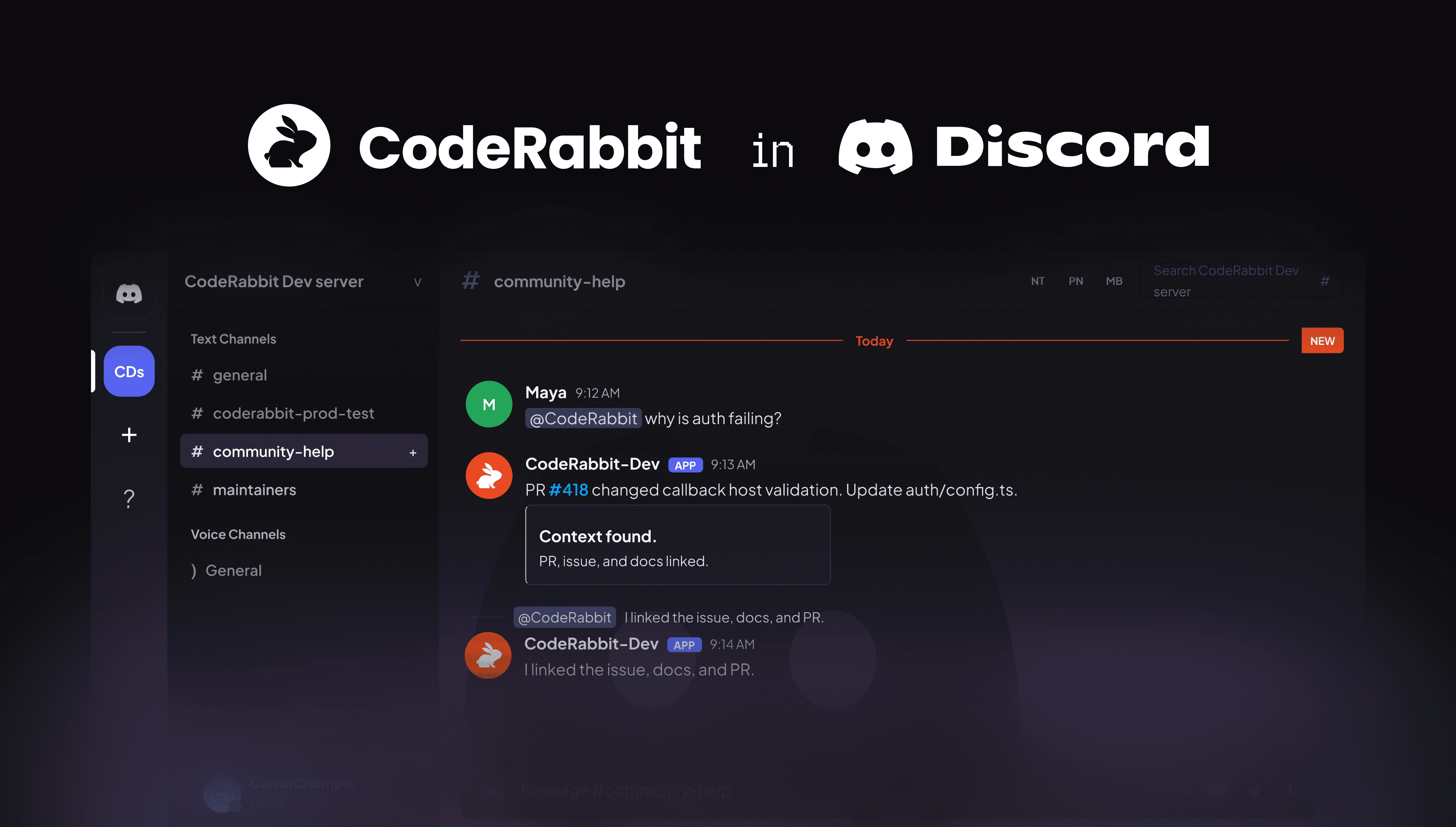 CodeRabbit 에이전트가 이제 Discord 안에서 동작합니다